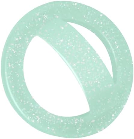 Magnetic Silicone Ring Grip Phone Holder, Rotating Finger Loop Ring Grip Holder, Soft and Portable, Strong Magnetic Attraction, Compatible with Magsafe Phone Case (Sparkle Green) by QxbBox
