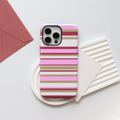 for iPhone 14 Pro Max Case, Magnetic Matte Frosted Dual-Layer Striped Phone Case for Women, Retro Aesthetic Cover Compatible with MagSafe Accessories - Berry Sage - Image 2