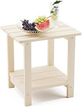 LUE BONA Outdoor Side Table, 2-Tier HDPS Small Patio Table, Sand by LUEBONA