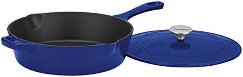 Cuisinart Chef's Classic Enameled Cast Iron Dutch Oven with Lid, Porcelain Enameled Interior, Oven Safe, Induction Compatible, 12-Inch, Chicken Fryer, Colbat - Image 2
