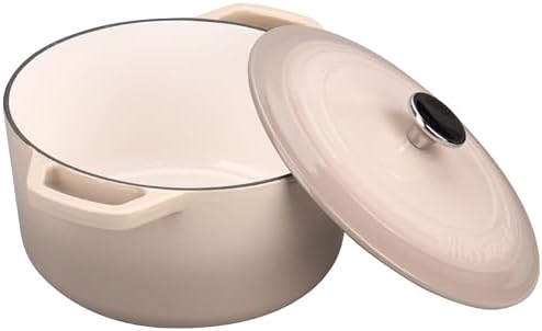 VORRINGARD Enameled Cast Iron Dutch Oven Pot with Lid, for Bread Baking, Round Bread Oven- include Sourdough Bread Baking Supplies Set, 6QT, Latte - Image 5