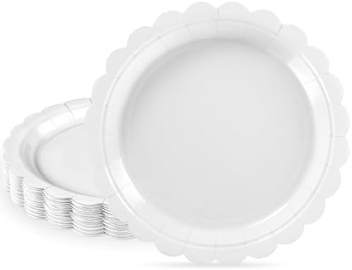 NatNarr 30 Pk White Desset Cake Plates 7" Scalloped White Paper Plates by NatNarr