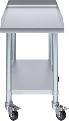 18" x 30" Stainless Steel Equipment Stand with Undershelf and Casters NSF - Image 2