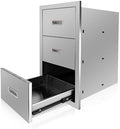 Outdoor Kitchen Triple Layer Drawer 15.75'' W x 29'' H x 20.5'' D Flush Mount BBQ Access Drawer Stainless Steel BBQ Island Drawers with Handle Suitable for Outdoor Kitchen Island Grill Station by Fsehyue