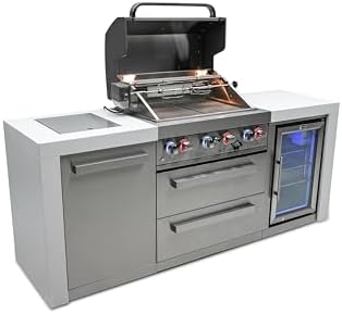 Mont Alpi MAi400-DFC-NG 4-Burner 78000 BTU Deluxe Stainless Steel Modular Outdoor Kitchen Island Grill with MANGK Natural Gas Conversion Kit + Fridge Cabinet, Granite Countertops & 2 Infrared Burners - Image 7
