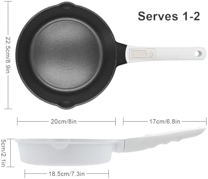 8 Inch Non Stick Frying Pan Skillet, Small Saute Pan, White - Image 7