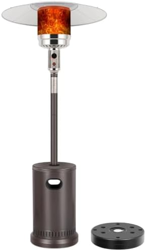Hykolity 50,000 BTU Patio Heater with Sand Box, Table Design, Double-Layer Stainless Steel Burner, Wheels, Tip-over Protection System, Outdoor Heater for Home and Residential, Brown by hykolity