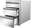 Outdoor Kitchen Drawers 18" W x 24" H x 23" D Stainless Steel Triple Drawers with Hidden Handle for BBQ Island, Patio Grill Station & Outdoor Kitchen Cabinets by Unknown
