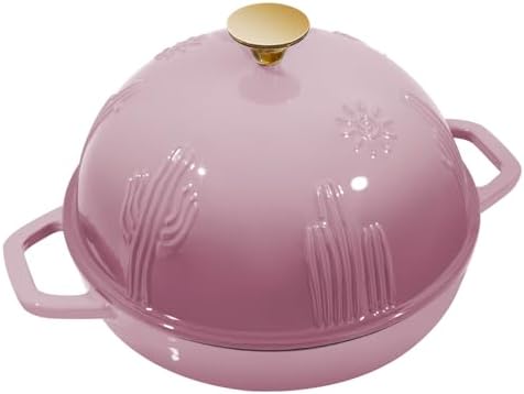 Flavehc Bread Oven Cast Iron Bread Dutch Oven with Cloche Lid for Bread Baking BerryPink Enameled Cast Iron Bread Oven with Dome Lid for Sourdough 5 qt - Image 2
