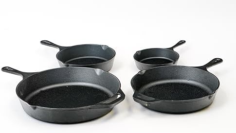 Cast Iron， Pre-Seasoned Skillet 4pcs Set, Including 6.5", 8", 10" and 12" - Image 2