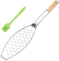 Fish Grilling Basket Fish Holder Kabob Salmon Shrimp Seafood Cage Rack with Oil Brushes by Unknown