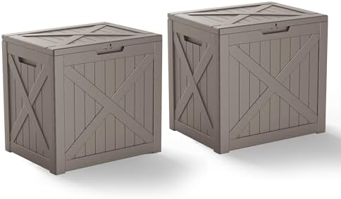 PatioZen 38 Gallon Outdoor Deck Box,Waterproof Resin Outdoor Storage Boxes, Outside Storage Lockable Container for Garden Tools,Indooor Cushions,Accessories (Grey) by OutdoorLivingPerfected