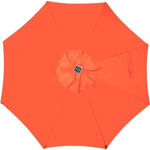 Blissun 9 ft Solar Umbrella, 32 LED Lighted Patio Umbrella, Table Market Umbrella, Outdoor Umbrella for Garden, Deck, Backyard, Pool and Beach (Orange) - Image 3