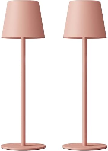 Kakanuo Cordless Table Lamp Rechargeable Pink - KK 2 Pack 5000mAH Battery Operated Lamp for Counter, 3 Color Stepless Dimming Wireless Lamp for Dining Kitchen, Outdoor Patio, Touch Control by KakanuoLightings