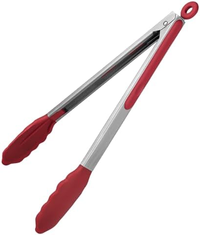 U-Taste Kitchen Tong for Cooking, 600ºF Heat-Resistant Silicone, 12in/Red by U-Taste