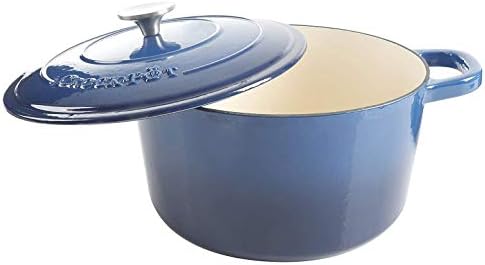 Crock-Pot Artisan 7-Quart Round Enameled Cast Iron Dutch Oven – Sapphire Blue, Durable Heavy-Duty Cookware for Slow Cooking, Baking, Roasting with Lid - Image 3