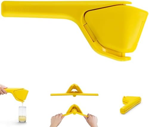 Dreamfarm Fluicer Fold-Flat Citrus Juicer - Lemon Easy, manual fresh lemon juice squeezer with pip catcher, suits lemons and limes, compact storage, 10" by Dreamfarm