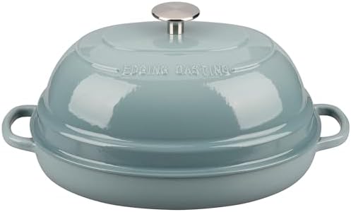 EDGING CASTING Enameled Oval Cast Iron Dutch Oven Pot with Lid, Bread Dutch Oven for Sourdough Bread Baking, Dutch Oven Bread, Bread Oven, 6QT, Seasalt - Image 6