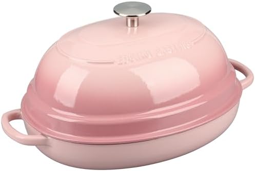 EDGING CASTING Enameled Oval Cast Iron Dutch Oven Pot with Lid, Bread Dutch Oven for Sourdough Bread Baking, Dutch Oven Bread, Bread Oven, 6QT, Pink - Image 7