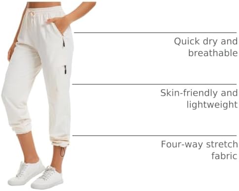 Toomett Women‘s Hiking Cargo Pants UPF 50 Quick Dry with Zipper Pockets - Image 6