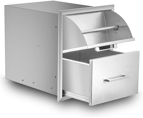 17W x 21H Outdoor Kitchen Drawer with Paper Towel Holder, Stainless Steel by SturdyDurableandConvinient