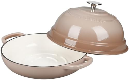 EDGING CASTING Enameled Cast Iron Dutch Oven Pot with Lid, Round Bread Oven for Homemade Sourdough Bread Baking, 6 Quart, Mocha - Image 3