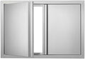 VEVOR Double Outdoor BBQ Kitchen Door, 28" W x 19" H Inch, Stainless Steel Flush Mount Vertical Door with Recessed Handles for Grilling Station by VEVOR