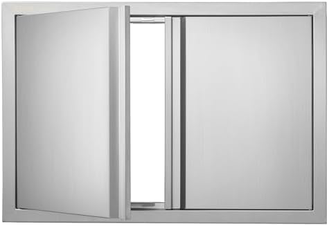 VEVOR Double Outdoor BBQ Kitchen Door, 28" W x 19" H Inch, Stainless Steel Flush Mount Vertical Door with Recessed Handles for Grilling Station by VEVOR