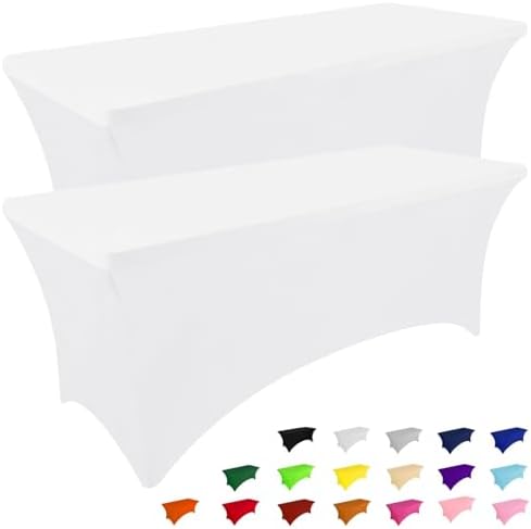 Smiry 2 Pack Spandex Table Cloth 42x42in, Elastic Fitted White Tablecloth by Smiry