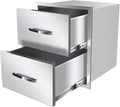 Outdoor Kitchen Drawers, Triple BBQ Drawers Stainless Steel Built-in Drawer For Outdoor Kitchen Island, Patio Grill Station,Double Drawers by OLIPIC