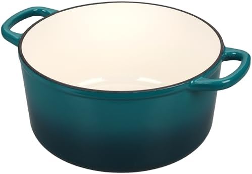 EDGING CASTING Enameled Cast Iron Dutch Oven with Sourdough Bread Baking Kit, Bread Dutch Oven with Lid, Includes Proofing Basket & Baking Tools, 5qt, Darkcyan - Image 4