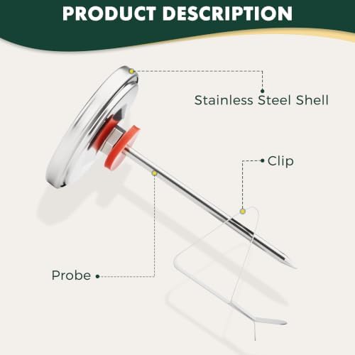 Thermometer Replacement for Big Green Egg, BGE Temperature Gauge for Big Green Egg,Grill Dome, Char-Griller Kamado, Stainless Steel 150-900°F with No-Fog Glass Lens (2" for BGE) - Image 3