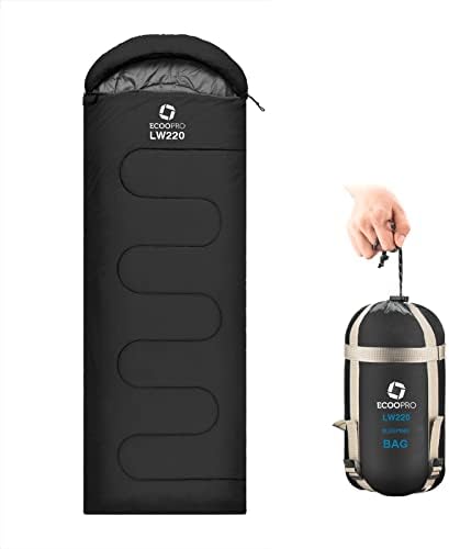 ECOOPRO Warm Weather Sleeping Bag - Portable, Waterproof, Compact Lightweight, Comfort with Compression Sack - Great for Outdoor Camping, Backpacking & Hiking-83 L x 30" W Fits Adults by ECOOPRO
