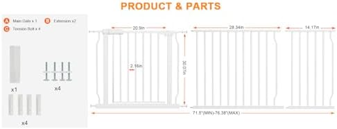 71.5 to 76.38 Inch Extra Wide Baby Gate for Doorway Stairs - Image 2