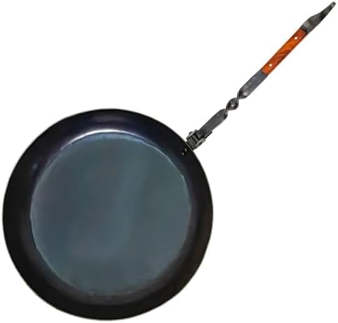 Armory Replicas™ Convenient Company Heavy Duty Folding Frying Pan – Hand-Forged Large 14.55" Outdoor Cookware with Walnut Handle by ArmoryReplicas