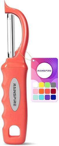 Rainspire Vegetable Peeler Potato Peelers for Kitchen, Sharp Stainless Steel Blades Veggie, Comfortable Handle Fruit Peeler, Carrot Peeler Apple Peeler Dishwasher Safe (1, Coral) by Rainspire