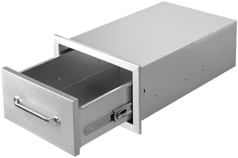 Outdoor Kitchen Drawers 14" W x 8.5" H x 23" D Stainless Steel Single Drawers with Ergonomic Handle for BBQ Island, Patio Grill Station & Outdoor Kitchen Cabinets by Unknown