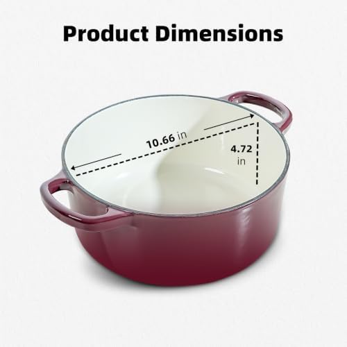 6 QT Merlot Enameled Cast Iron Dutch Oven with Lid - Image 2