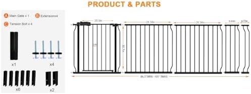 86 to 105 Inch Extra Wide Baby Gate for Doorway Stairs - Image 3