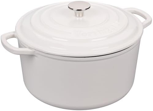 VORRINGARD Enameled Cast Iron Dutch Oven Pot with Lid, for Sourdough Bread Baking, Round Dutch Ovens, 4.5 Quart, White - Image 6