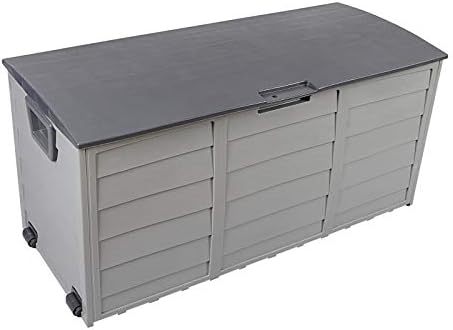 Deck Box, 75Gallon Large Resin Deck Box,Waterproof Outdoor Storage, Indoor Outdoor Organization for Patio Furniture, Garden Tools,Grey by Shyneer