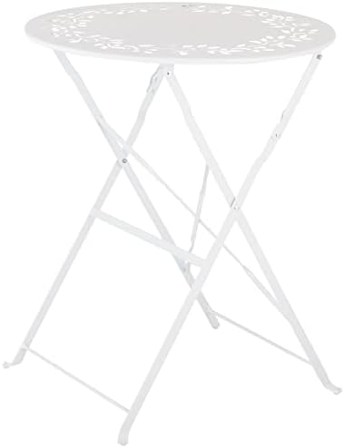 Alpine Corporation Indoor/Outdoor 3-Piece Bistro Set Folding Table and Chairs Patio Seating, White - Image 4