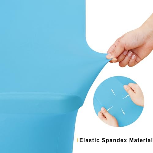 Smiry 2 Pack Spandex Table Cloth 8FT, Elastic Fitted Blue Mist Tablecloth - Image 4