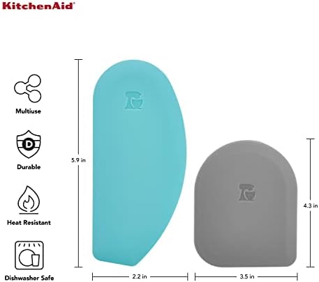 KitchenAid Gourmet Bowl Scraper, Set of 2, Aqua Sky and Storm Grey - Image 2