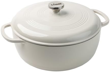 Lodge Essential Enamel Cast Iron Dutch Oven, 7.5 Quart, Oyster White by Lodge