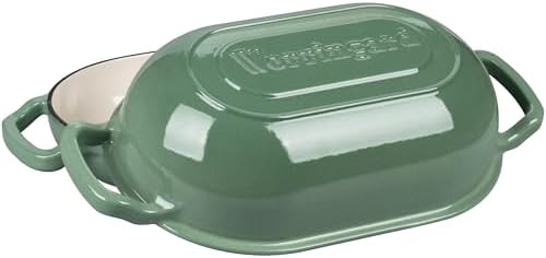 VORRINGARD Enameled Cast Iron Sourdough Bread Oven, Dutch Oven, Loaf Cast Iron Bread Pan for Homemade Bread Baking, Meatloaf Pan with Lid, 5QT, Sage Green - Image 4