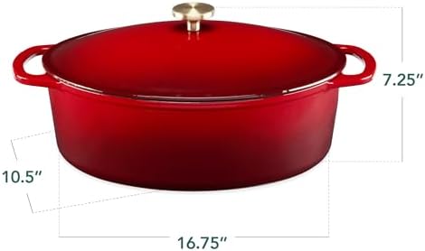 Best Choice Products Oval 7.5 Quart Enamel Cast-Iron Dutch Oven, Heavy-Duty Pre-Seasoned for Baking, Cooking w/Side Handles – Red - Image 2