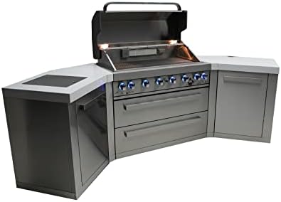 Mont Alpi Premium Stainless Steel U-shaped 110"W Modular Outdoor Kitchen Island with Infrared Side and Rotisserie Burner + 44"W 6-Burner BBQ Grill + Granite Countertops + Storage Cabinets & Drawers - Image 6