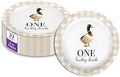 One Lucky Duck First Birthday - 32 Piece Disposable Party Supplies - Decorations for Beige Gingham 1st Birthday Round Party Plates - Large 9" Paper Plates In Bulk by BirthdayGalore