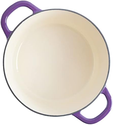 Crock-Pot Artisan 7-Quart Round Enameled Cast Iron Dutch Oven – Lavender Purple, Durable Heavy-Duty Cookware for Slow Cooking, Baking, Roasting with Lid - Image 3